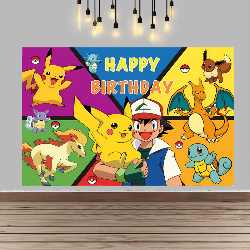 Pokemon Birthday Party Backgro - Baby Products Poster ulasan dan harga