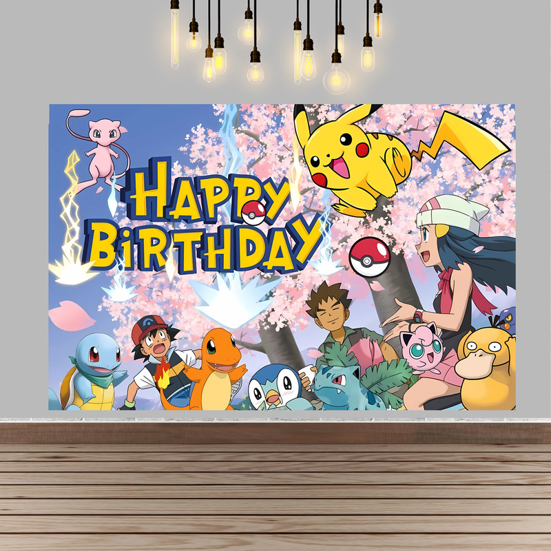 Pokemon Birthday Party Backgro - Baby Products Poster ulasan dan harga