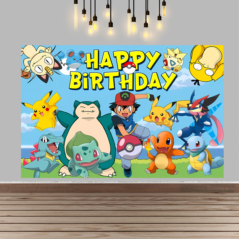 Pokemon Birthday Party Backgro - Baby Products Poster ulasan dan harga
